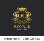 Golden Letter OC template logo Luxury gold letter with crown. Monogram alphabet . Beautiful royal initials