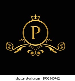 Golden Letter P Logo Luxury Letter Stock Vector (Royalty Free ...