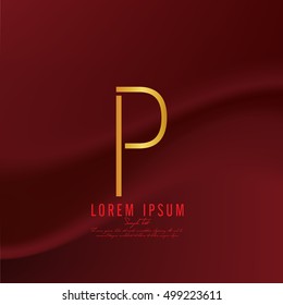 Golden letter P logo template. Vector illustration