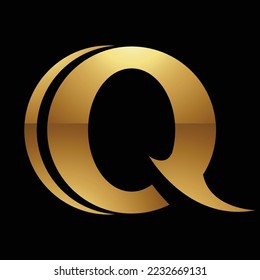 Golden Letter Q Symbol on a Black Background - Icon 9