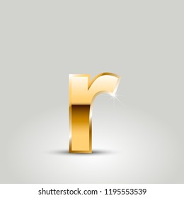 Golden letter R lowercase. Vector font isolated on white background