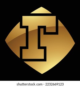Golden Letter R Symbol on a Black Background - Icon 4