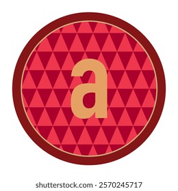 Golden Letter a in Red Circle with Elegant Border and Geometric Background – Stylish Branding Element