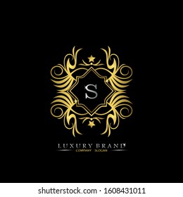 Golden Letter  S Luxury Brand Logo, vector design concept  for initial, luxuries business, boutique, hotel, wedding service, fashion and more brands.