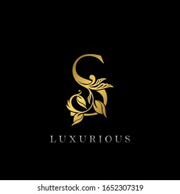 Golden Letter S Luxury Logo Icon, Vintage Gold S Letter Logo Design Template