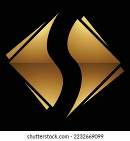 Golden Letter S Symbol on a Black Background - Icon 7