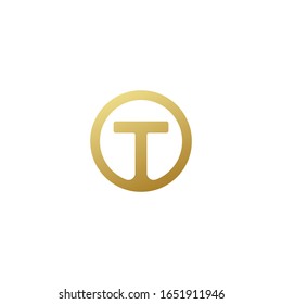 golden letter t logo design