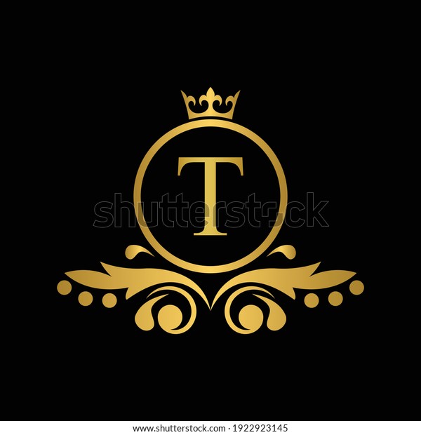 Golden Letter T Logo Luxury Letter Stock Vector (Royalty Free ...