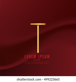 Golden letter T logo template. Vector illustration