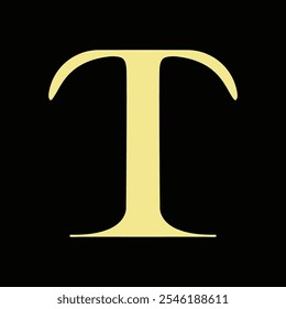 Golden letter T on a sleek black background design