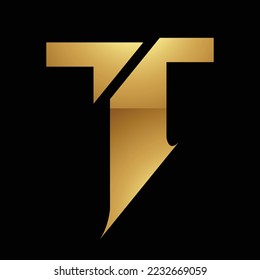 Golden Letter T Symbol on a Black Background - Icon 9