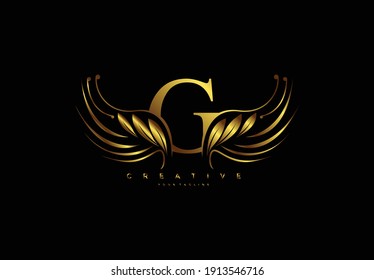 Golden Letter Typography Flourishes Logogram Beauty Logo