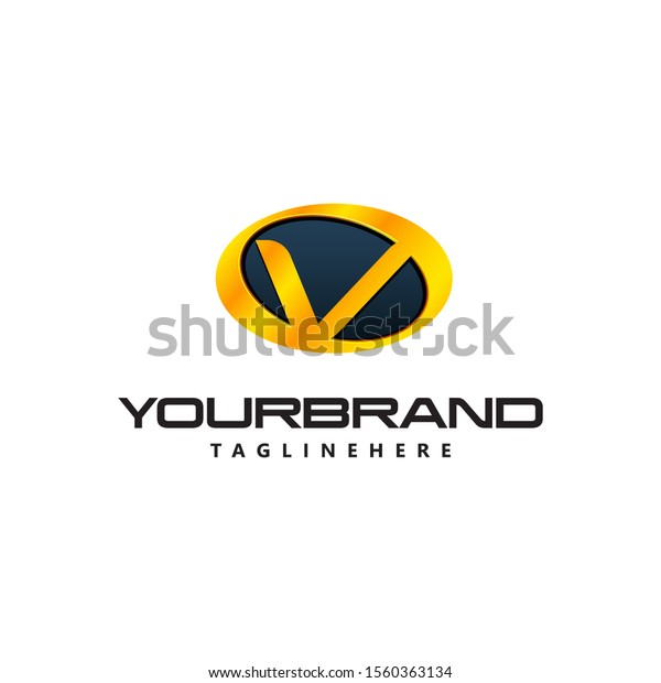 Golden Letter V logo curved oval shape. Auto Guard
badge auto logo