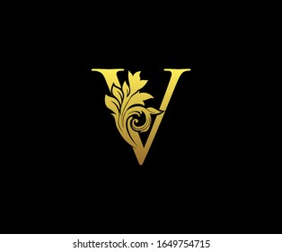 Golden Letter V Logo Icon Initial Stock Vector (Royalty Free ...