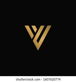 golden letter v logo vector 