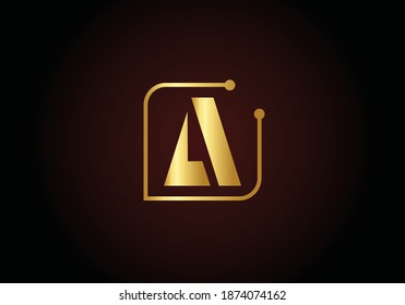 Diseño de ilustraciones de la plantilla de logotipo del vector de letras Golden A