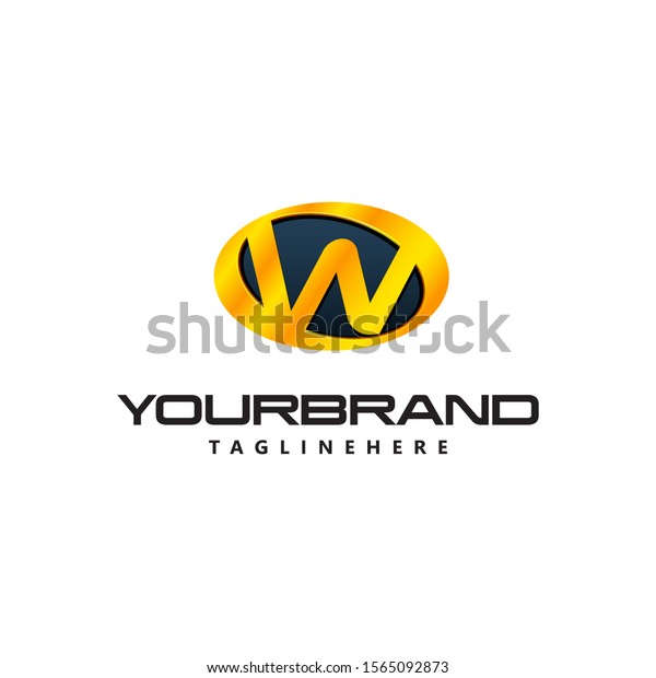 Golden Letter W logo curved oval shape. Auto Guard\
badge auto logo