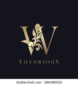 Golden Letter W Luxury Ornate Logo Icon, Vintage  Decorative Letter Logo Design