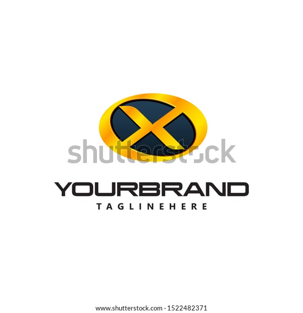Golden Letter X logo curved oval shape. Auto Guard\
badge auto logo