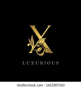 Golden Letter X Luxury Logo Icon, Vintage Gold X Letter Logo Design Template