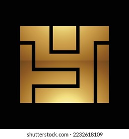 Golden Letter Y Symbol on a Black Background - Icon 9