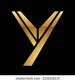 Golden Letter Y Symbol on a Black Background - Icon 4