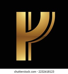 Golden Letter Y Symbol on a Black Background - Icon 2