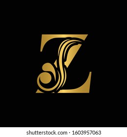 Golden Letter Z Gold Flower Alphabet Stock Vector (Royalty Free) 1603957063