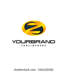Golden Letter Z logo curved oval shape. Auto Guard badge auto logo
