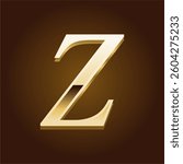 Golden Letter Z Luxurious Metallic Typography on Brown Background for Premium and Elegant Design