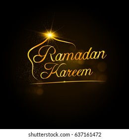 Golden Lettering Ramadan Kareem Vector Illustration.