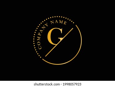Golden letters G with golden circle frames. Graphic Alphabet Symbol for Corporate Business Identity