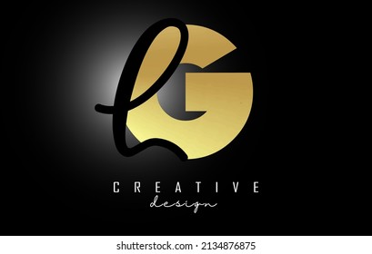 Golden Letters GL logo with a minimalist design. Letters G and L with geometric and handwritten typography. Creative Vector Illustration with letters.