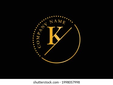 Golden letters K with golden circle frames. Graphic Alphabet Symbol for Corporate Business Identity