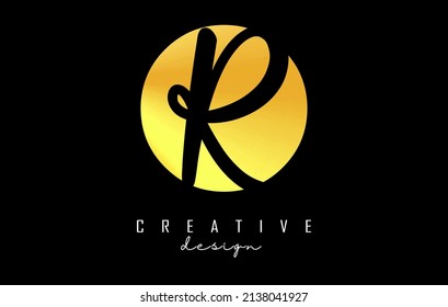 Golden Letters OR logo with a minimalist design. Letters O and R with geometric and handwritten typography. Creative Vector Illustration with letters.