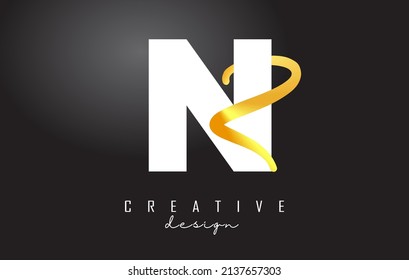 Golden Letters NZ logo with a minimalist design. Letters N and Z with geometric and handwritten typography. Creative Vector Illustration with letters.