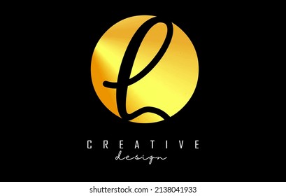 Golden Letters OL logo with a minimalist design. Letters O and L with geometric and handwritten typography. Creative Vector Illustration with letters.