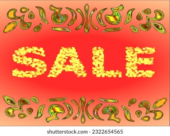 letras doradas en venta de fondo rojo