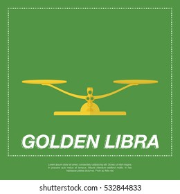 Golden Libra vector illustration. Symbol of court and judge. Flat vector illustration EPS10