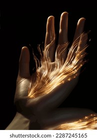 golden light animated movement and palm drawing