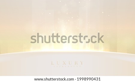 Golden light background. Luxury scene combine with yellow pastel. Empty space to place products or text and award for advertising. Vector illustration.