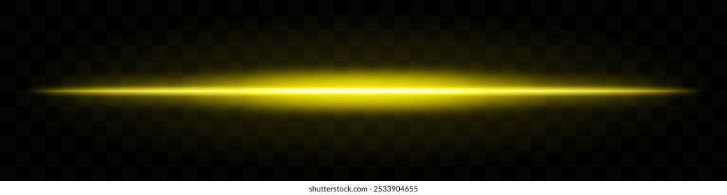 Feixe de luz dourado. Flare horizontal, efeito brilhante, radiante, faixa brilhante, brilho abstrato, iluminação, futurista, linha brilhante, energia, luminosa, luz dinâmica.