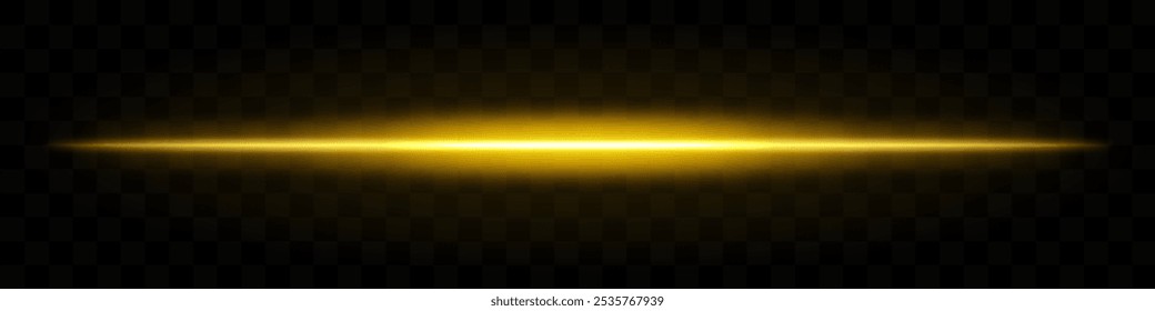 Feixe de luz dourado. Flare horizontal, efeito brilhante, radiante, faixa brilhante, brilho abstrato, iluminação, futurista, linha brilhante, energia, luminosa, luz dinâmica.