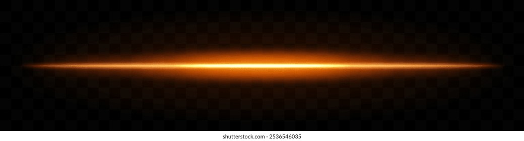 Feixe de luz dourado. Flare horizontal, efeito brilhante, radiante, faixa brilhante, brilho abstrato, iluminação, futurista, linha brilhante, energia, luminosa, luz dinâmica.