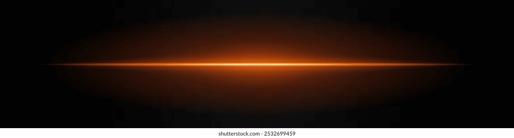 Goldener Lichtstrahl. Ein scharfer horizontaler violetter Strahl mit einem hellen Zentrum, der auf beiden Seiten in Dunkelheit verblasst. Ideal für Science-Fiction-Designs, leichte Übergänge oder futuristische Effekte.