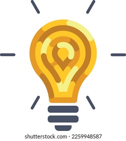 Golden light bulb icon. Bright idea logo