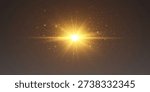 Golden light bursting with sparkling particles creating an abstract lens flare effect