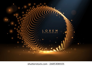 Golden light dots on black background