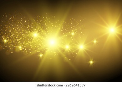 Golden light dust background vector