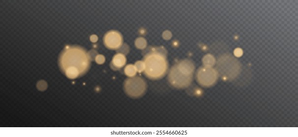 Golden light dust png. Christmas bokeh light effect. A gorgeous Christmas glowing dust background. Overlays, overlay, light texture. Yellow flickering glow bokeh light and particle motion.